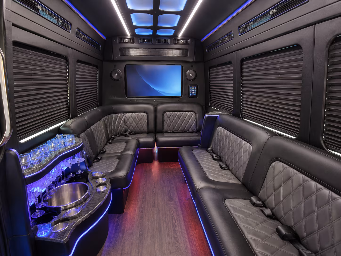warner robins 15 passenger party bus inside
