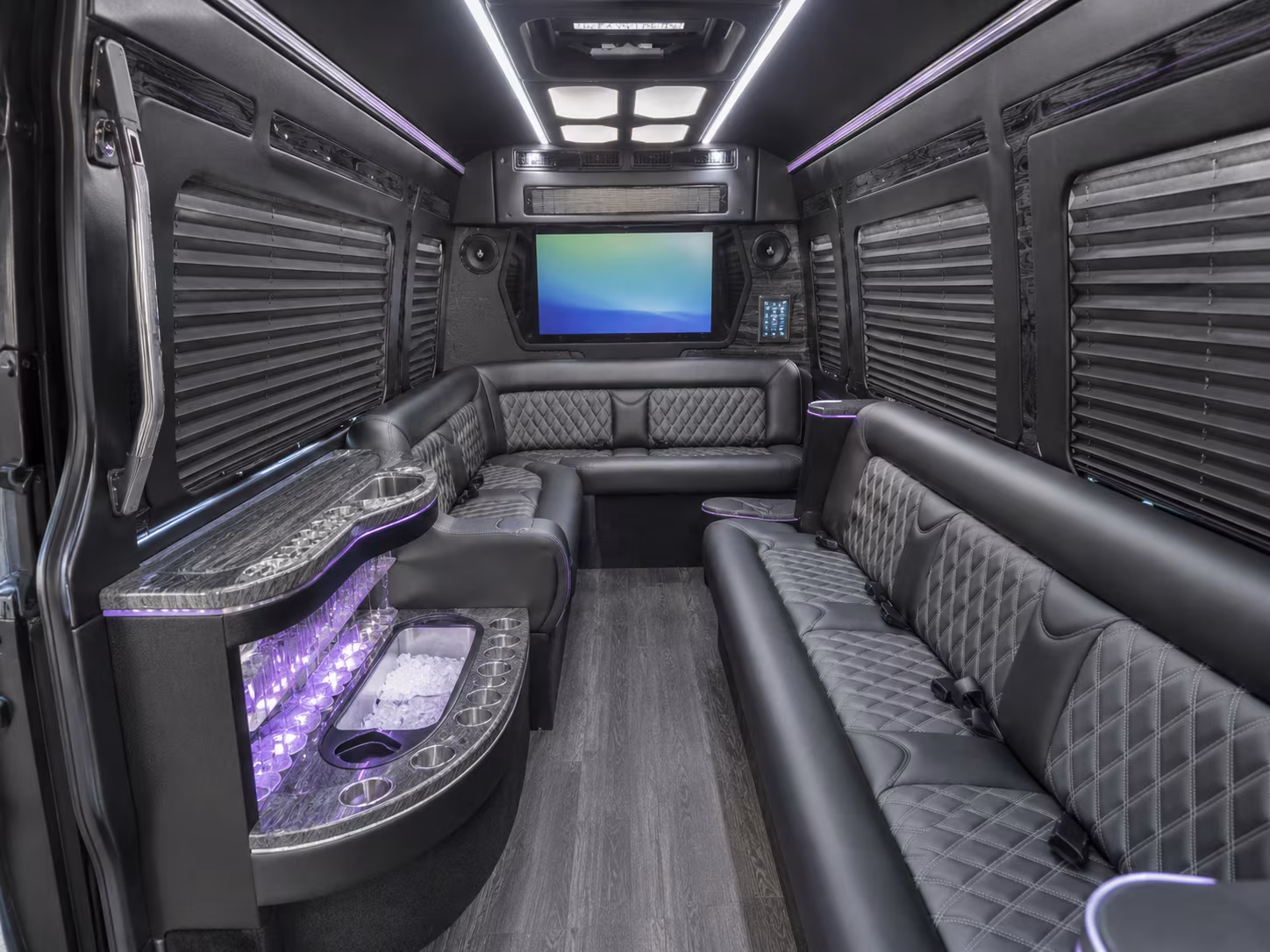 warner robins 20 passenger party bus inside